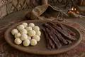 Qurut with dried meat provisions
