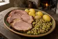 Smoked pork collar with broad beans