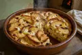 Czech apple bread pudding