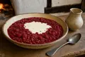 Danish red berry pudding with cream