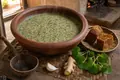 Leafy herbal rice soup