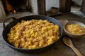 Sweet cornmeal ribel with applesauce