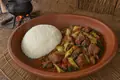 Meat stew with porridge