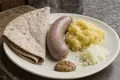 Swedish flatbread hot-dog wrap