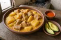 Potatoes with pork skin