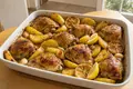 Roast chicken with potatoes