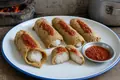 Rice-stuffed soy-meat rolls